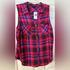 🆕 Torrid 2X Plaid Sleeveless Button-Up Top